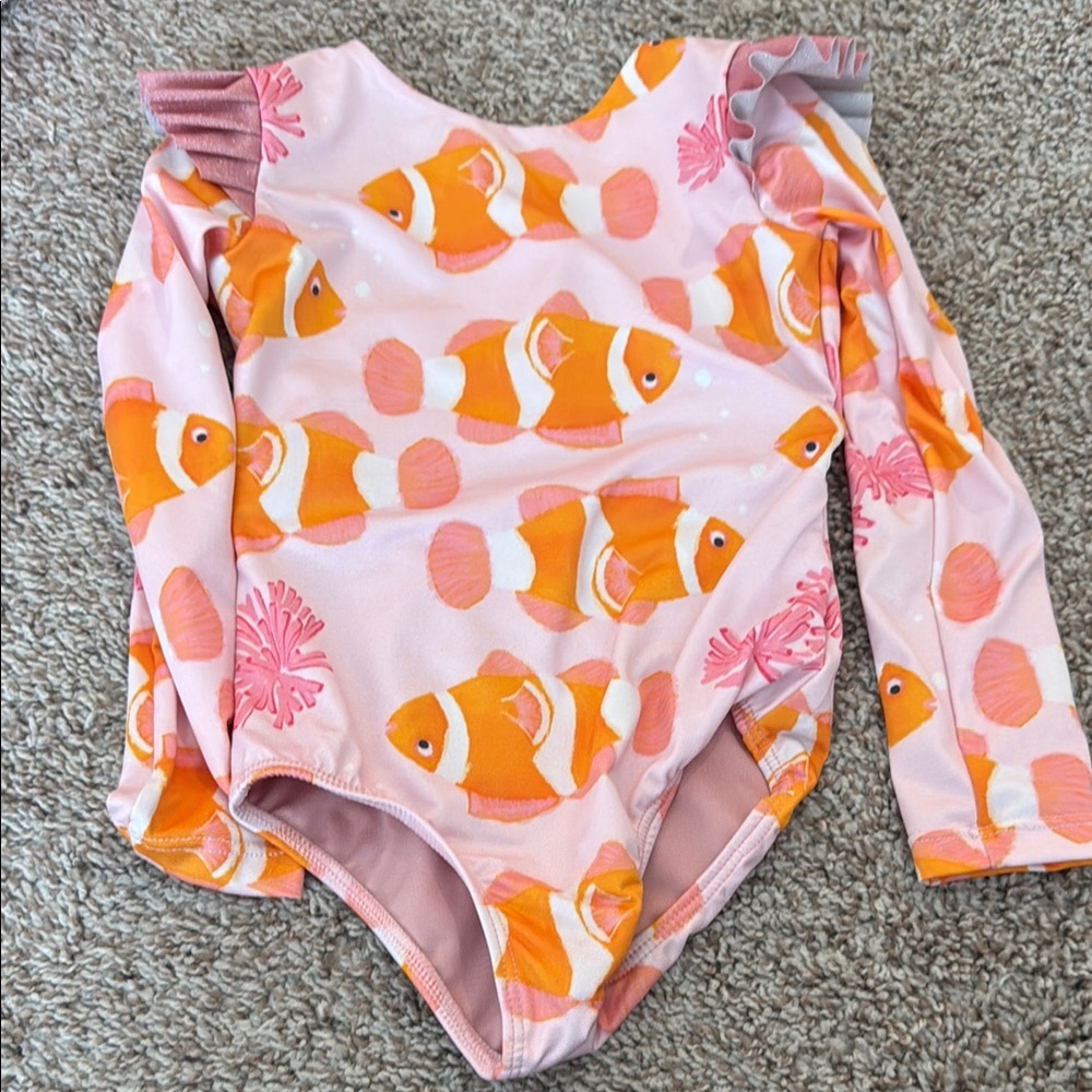 Pink and Orange Fish Print Swimsuit